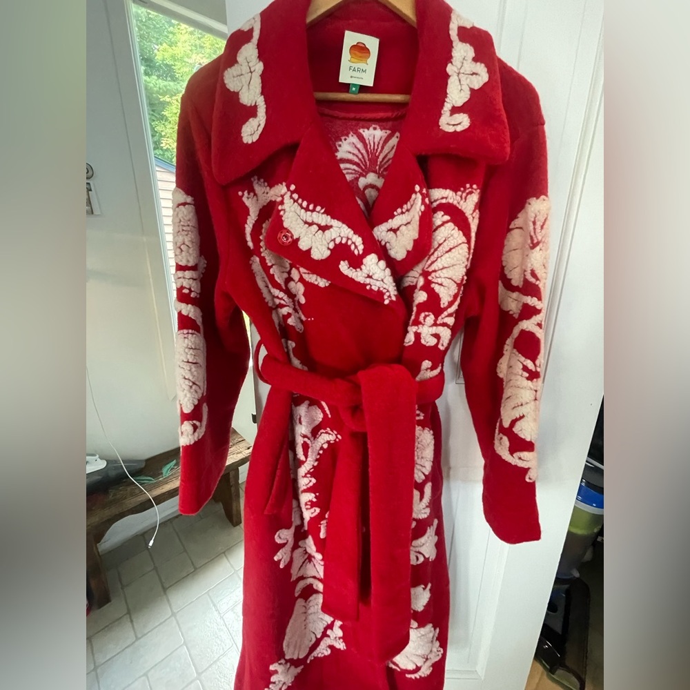 FARM Rio Red and Cream Floral Jacket